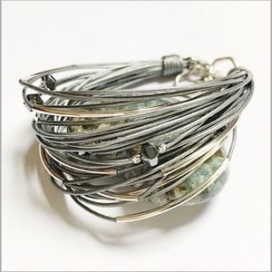 Silpada Jewelry Hematite Glass Gray Leather Bracelet B2143